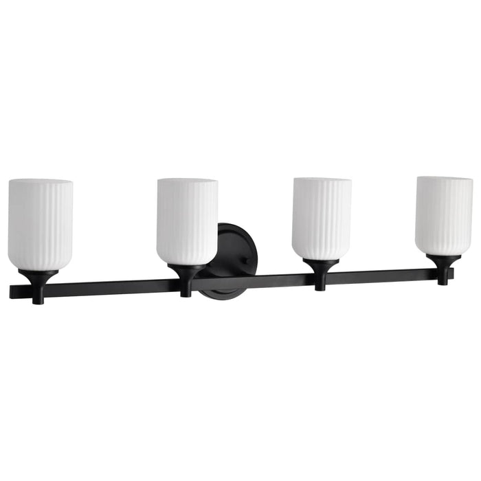 Vanity Nuvo 60-8644 Solara - 4 Light Vanity - Matte Black Finish - Frosted Ribbed Glass Nuvo