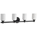 Vanity Nuvo 60-8644 Solara - 4 Light Vanity - Matte Black Finish - Frosted Ribbed Glass Nuvo