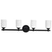 Vanity Nuvo 60-8644 Solara - 4 Light Vanity - Matte Black Finish - Frosted Ribbed Glass Nuvo