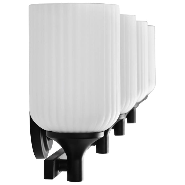 Vanity Nuvo 60-8644 Solara - 4 Light Vanity - Matte Black Finish - Frosted Ribbed Glass Nuvo