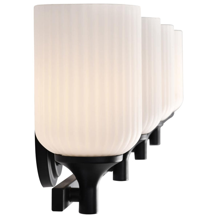 Vanity Nuvo 60-8644 Solara - 4 Light Vanity - Matte Black Finish - Frosted Ribbed Glass Nuvo