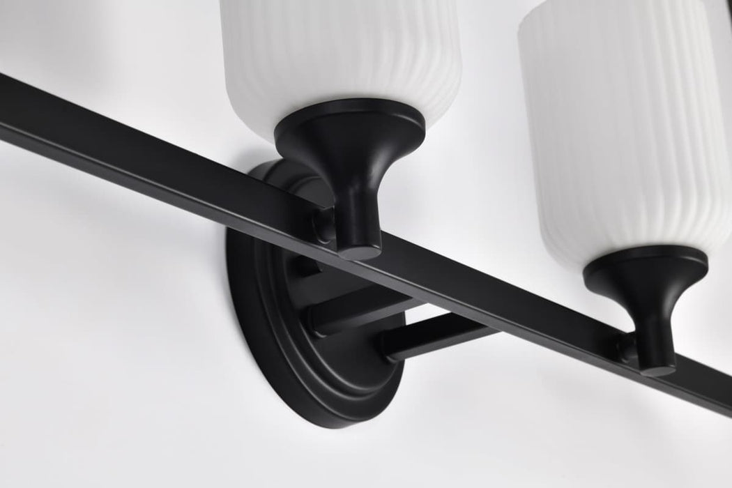 Vanity Nuvo 60-8644 Solara - 4 Light Vanity - Matte Black Finish - Frosted Ribbed Glass Nuvo