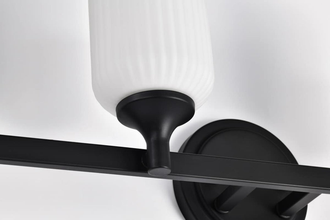 Vanity Nuvo 60-8644 Solara - 4 Light Vanity - Matte Black Finish - Frosted Ribbed Glass Nuvo