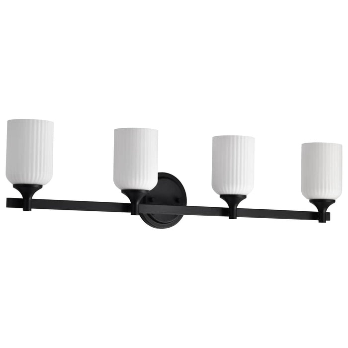 Vanity Nuvo 60-8644 Solara - 4 Light Vanity - Matte Black Finish - Frosted Ribbed Glass Nuvo