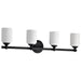 Vanity Nuvo 60-8644 Solara - 4 Light Vanity - Matte Black Finish - Frosted Ribbed Glass Nuvo