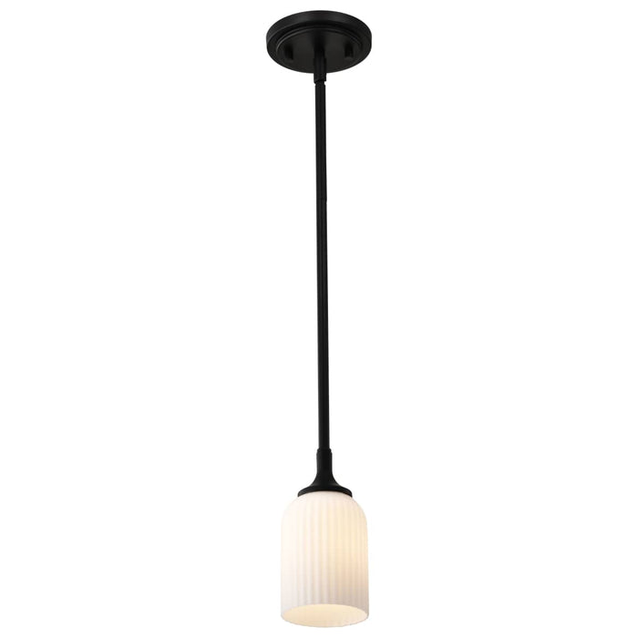 Mini Pendant Nuvo 60-8645 Solara - Mini Pendant - Matte Black Finish - Frosted Ribbed Glass Nuvo