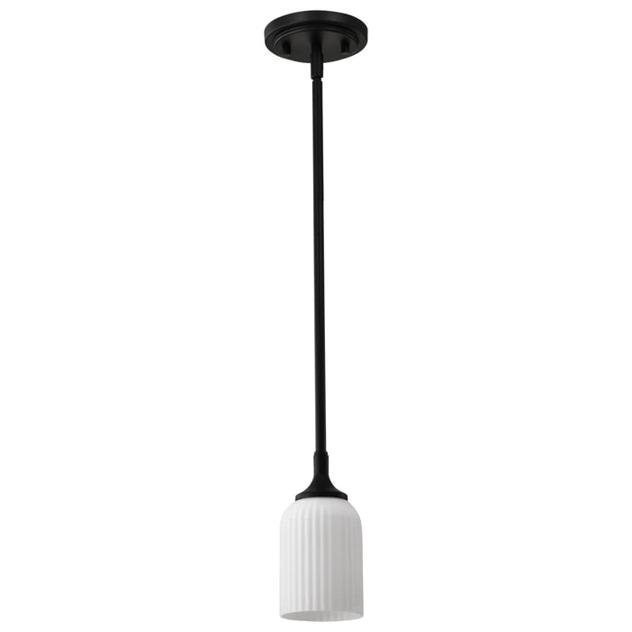 Mini Pendant Nuvo 60-8645 Solara - Mini Pendant - Matte Black Finish - Frosted Ribbed Glass Nuvo