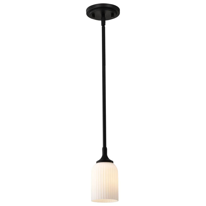 Mini Pendant Nuvo 60-8645 Solara - Mini Pendant - Matte Black Finish - Frosted Ribbed Glass Nuvo