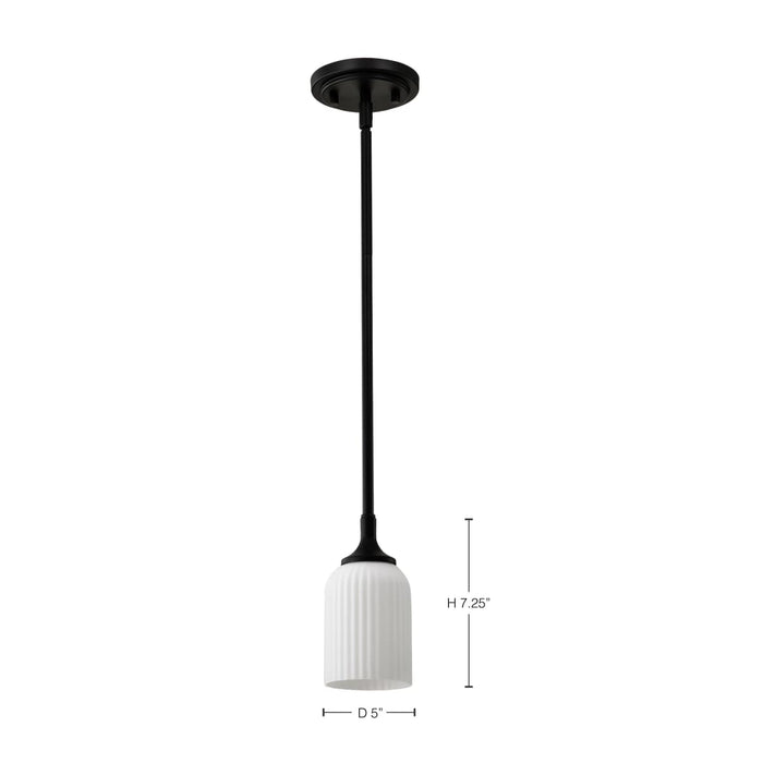 Mini Pendant Nuvo 60-8645 Solara - Mini Pendant - Matte Black Finish - Frosted Ribbed Glass Nuvo