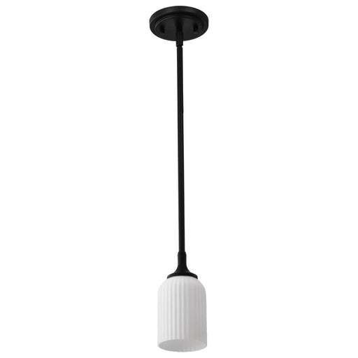 Mini Pendant Nuvo 60-8645 Solara - Mini Pendant - Matte Black Finish - Frosted Ribbed Glass Nuvo