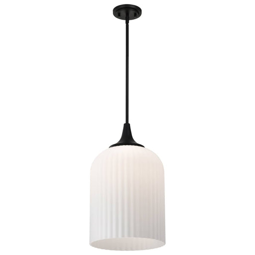 Pendant Nuvo 60-8646 Solara - Pendant - Matte Black Finish - Frosted Ribbed Glass Nuvo