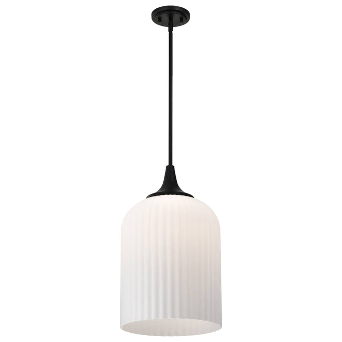 Pendant Nuvo 60-8646 Solara - Pendant - Matte Black Finish - Frosted Ribbed Glass Nuvo