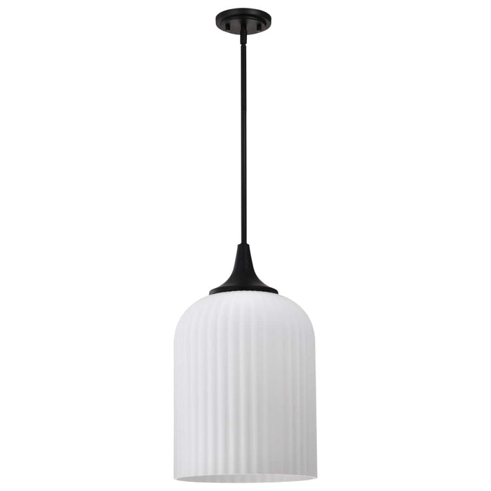 Pendant Nuvo 60-8646 Solara - Pendant - Matte Black Finish - Frosted Ribbed Glass Nuvo
