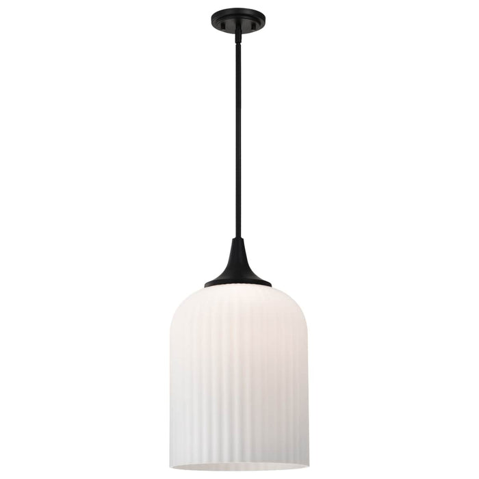 Pendant Nuvo 60-8646 Solara - Pendant - Matte Black Finish - Frosted Ribbed Glass Nuvo
