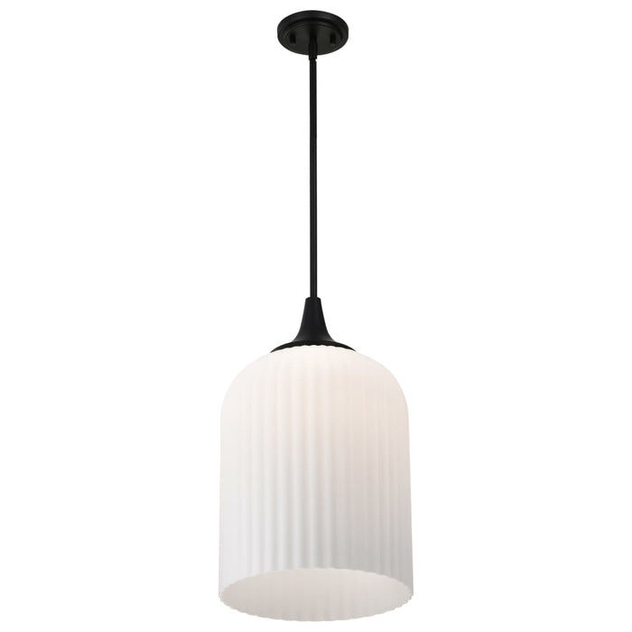 Pendant Nuvo 60-8646 Solara - Pendant - Matte Black Finish - Frosted Ribbed Glass Nuvo