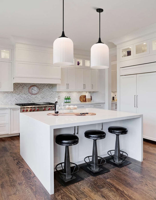 Pendant Nuvo 60-8646 Solara - Pendant - Matte Black Finish - Frosted Ribbed Glass Nuvo