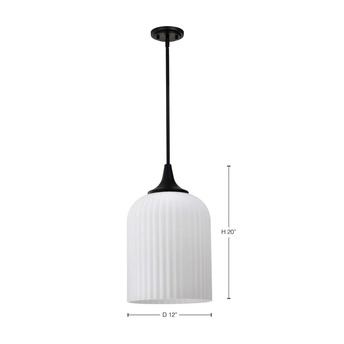 Pendant Nuvo 60-8646 Solara - Pendant - Matte Black Finish - Frosted Ribbed Glass Nuvo
