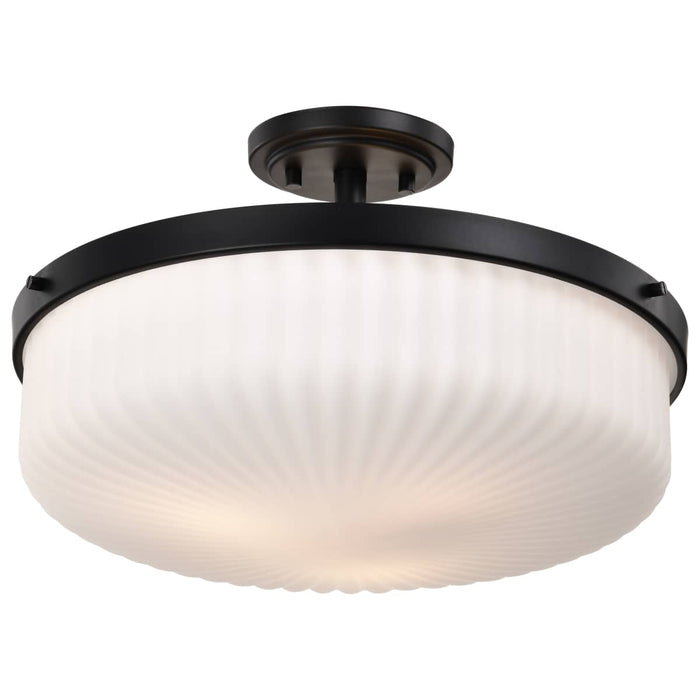 Semi Flush Mount Nuvo 60-8647 Solara - Semi Flush Mount - Matte Black Finish - Frosted Ribbed Glass Nuvo