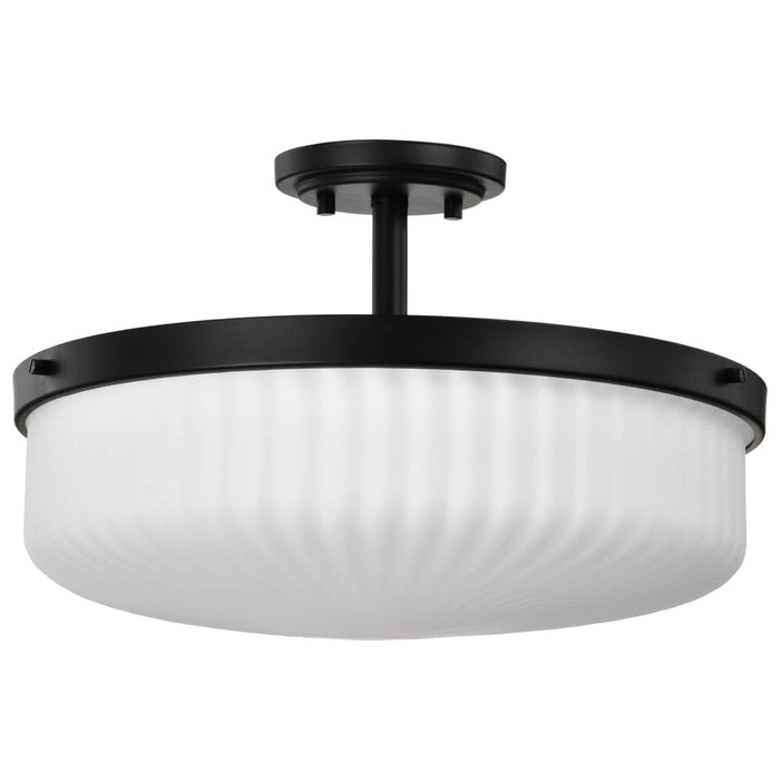 Semi Flush Mount Nuvo 60-8647 Solara - Semi Flush Mount - Matte Black Finish - Frosted Ribbed Glass Nuvo