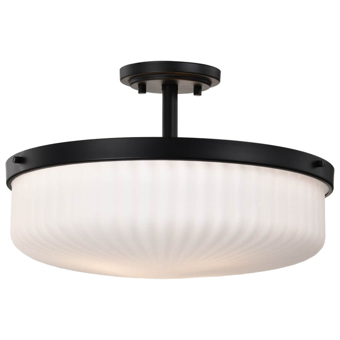 Semi Flush Mount Nuvo 60-8647 Solara - Semi Flush Mount - Matte Black Finish - Frosted Ribbed Glass Nuvo