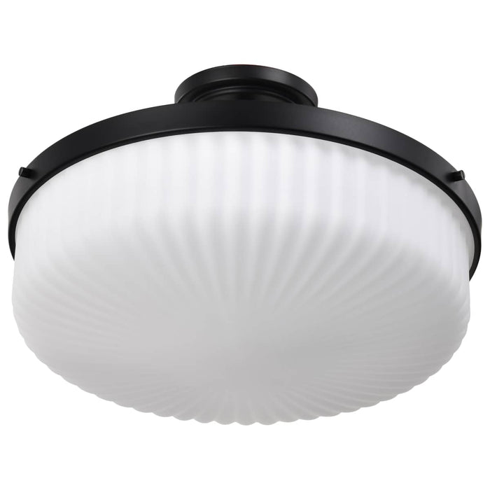 Semi Flush Mount Nuvo 60-8647 Solara - Semi Flush Mount - Matte Black Finish - Frosted Ribbed Glass Nuvo