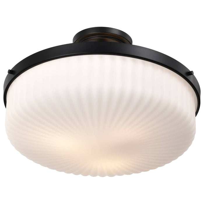 Semi Flush Mount Nuvo 60-8647 Solara - Semi Flush Mount - Matte Black Finish - Frosted Ribbed Glass Nuvo