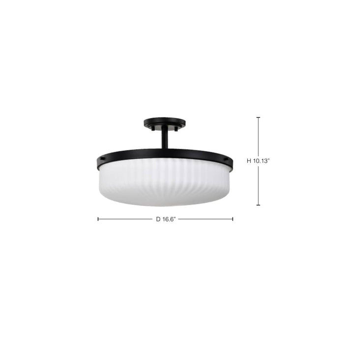 Semi Flush Mount Nuvo 60-8647 Solara - Semi Flush Mount - Matte Black Finish - Frosted Ribbed Glass Nuvo