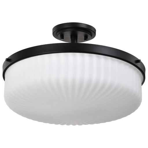 Semi Flush Mount Nuvo 60-8647 Solara - Semi Flush Mount - Matte Black Finish - Frosted Ribbed Glass Nuvo