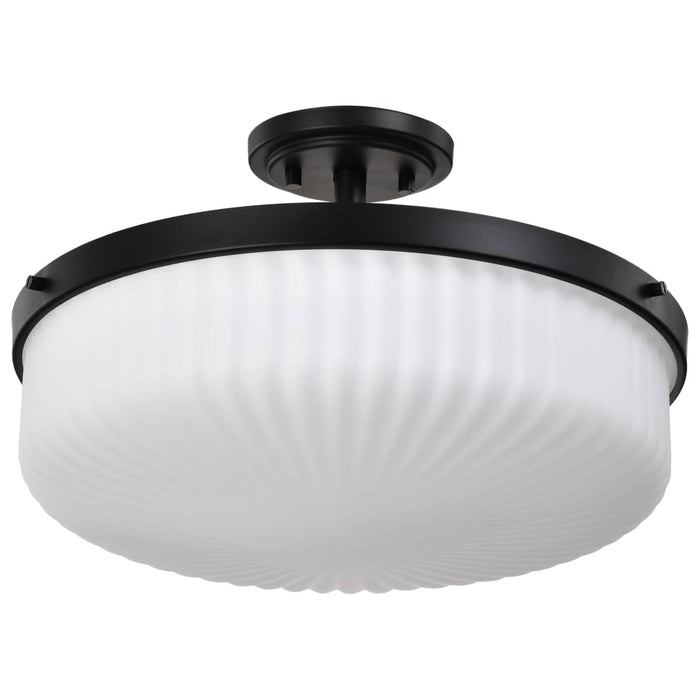 Semi Flush Mount Nuvo 60-8647 Solara - Semi Flush Mount - Matte Black Finish - Frosted Ribbed Glass Nuvo