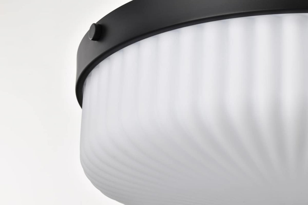 Flush Mount Nuvo 60-8648 Solara - Flush Mount - Matte Black Finish - Frosted Ribbed Glass Nuvo