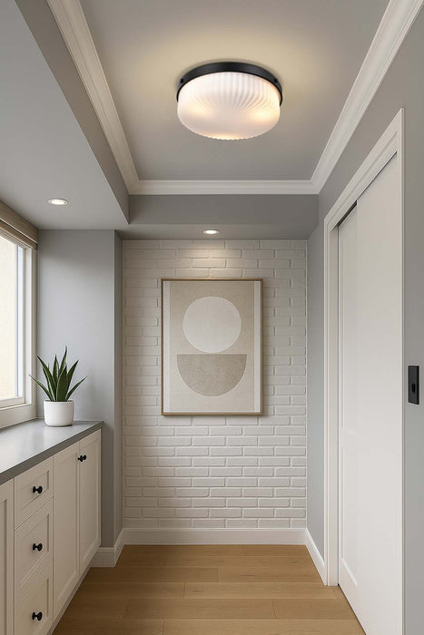 Flush Mount Nuvo 60-8648 Solara - Flush Mount - Matte Black Finish - Frosted Ribbed Glass Nuvo