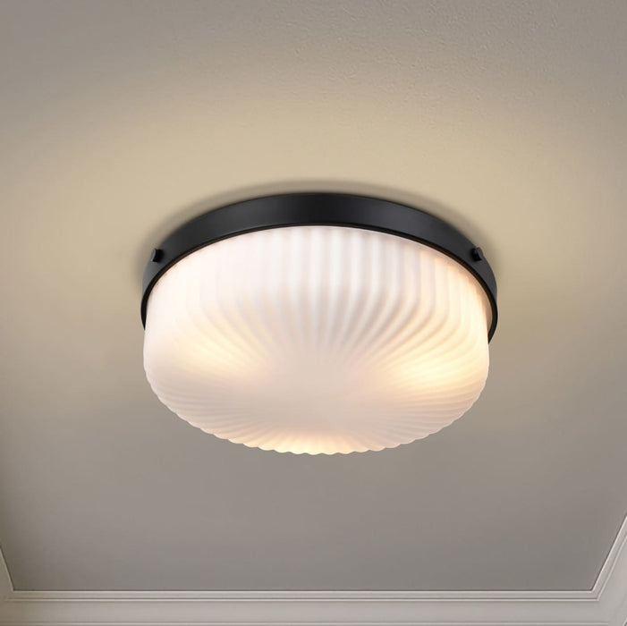 Flush Mount Nuvo 60-8648 Solara - Flush Mount - Matte Black Finish - Frosted Ribbed Glass Nuvo