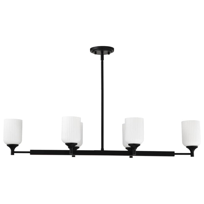 Island Pendant Nuvo 60-8649 Solara - 6 Light Island Pendant - Matte Black Finish - Frosted Ribbed Glass Nuvo