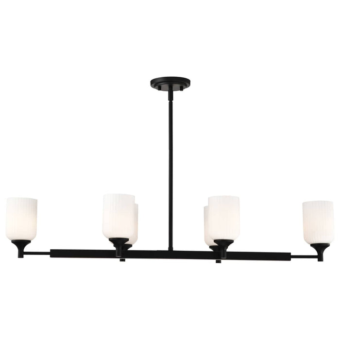 Island Pendant Nuvo 60-8649 Solara - 6 Light Island Pendant - Matte Black Finish - Frosted Ribbed Glass Nuvo