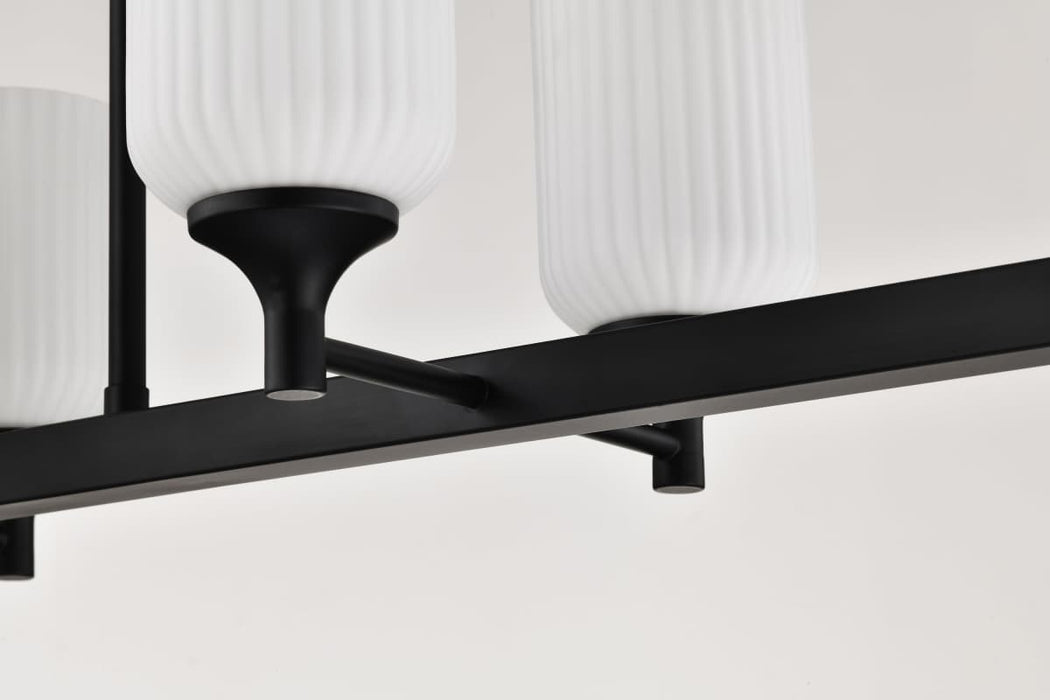 Island Pendant Nuvo 60-8649 Solara - 6 Light Island Pendant - Matte Black Finish - Frosted Ribbed Glass Nuvo