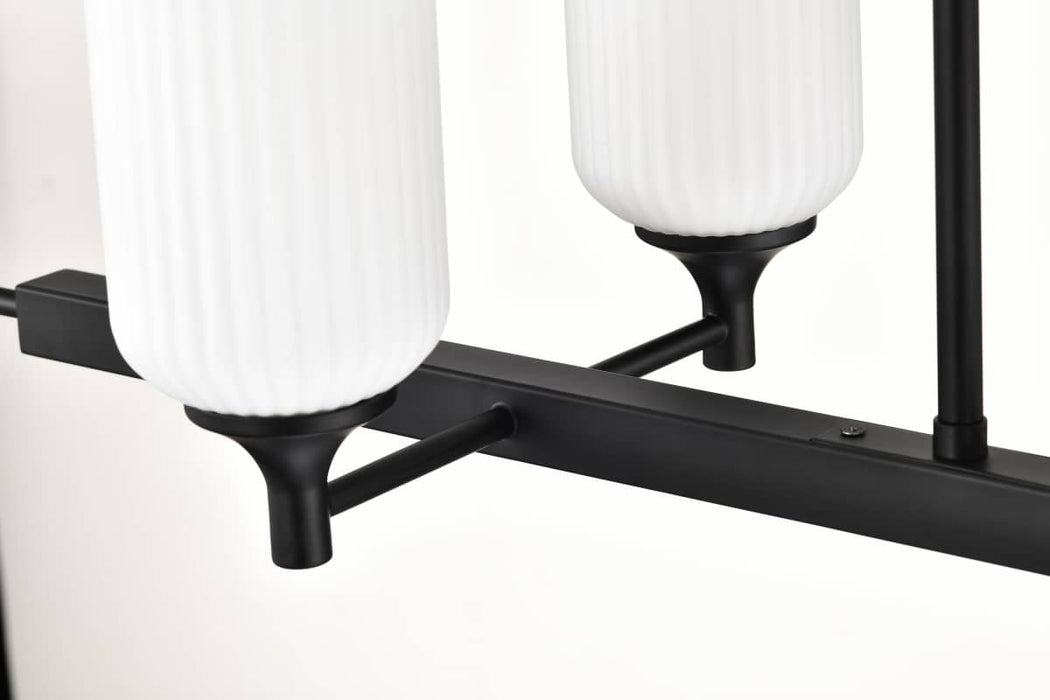 Island Pendant Nuvo 60-8649 Solara - 6 Light Island Pendant - Matte Black Finish - Frosted Ribbed Glass Nuvo