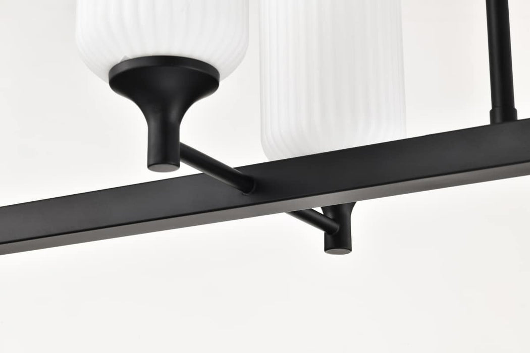 Island Pendant Nuvo 60-8649 Solara - 6 Light Island Pendant - Matte Black Finish - Frosted Ribbed Glass Nuvo