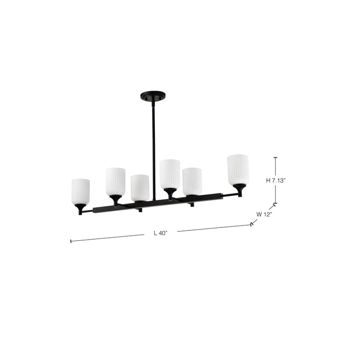 Island Pendant Nuvo 60-8649 Solara - 6 Light Island Pendant - Matte Black Finish - Frosted Ribbed Glass Nuvo