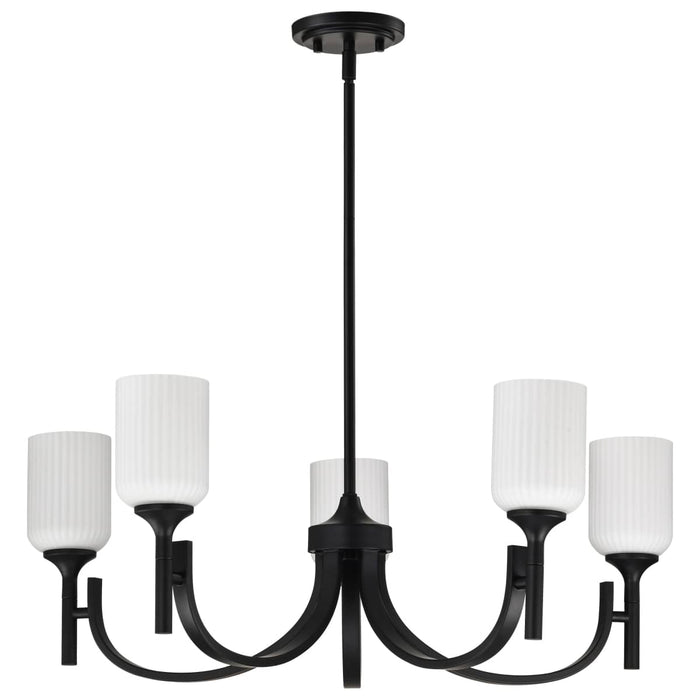 Chandelier Nuvo 60-8650 Solara - 5 Light Chandelier - Matte Black Finish - Frosted Ribbed Glass Nuvo