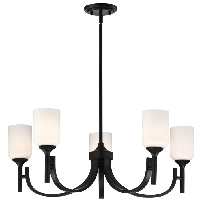 Chandelier Nuvo 60-8650 Solara - 5 Light Chandelier - Matte Black Finish - Frosted Ribbed Glass Nuvo