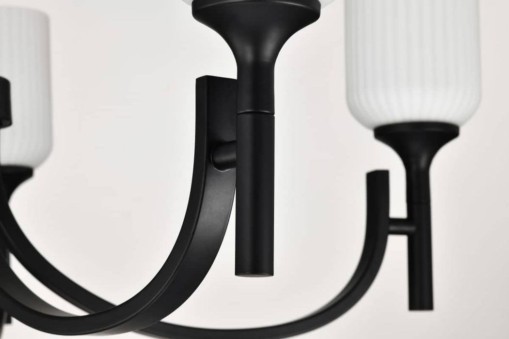 Chandelier Nuvo 60-8650 Solara - 5 Light Chandelier - Matte Black Finish - Frosted Ribbed Glass Nuvo