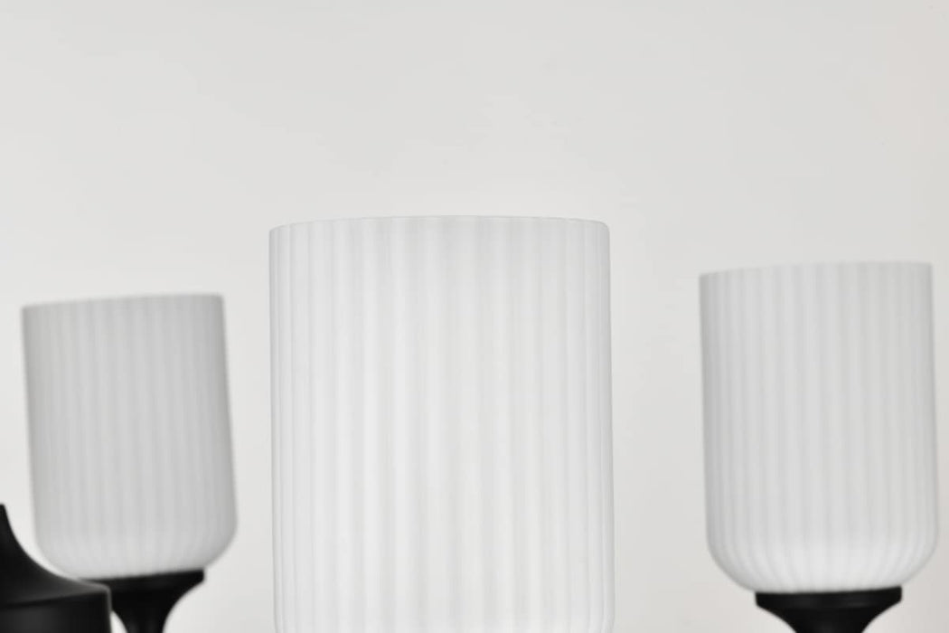 Chandelier Nuvo 60-8650 Solara - 5 Light Chandelier - Matte Black Finish - Frosted Ribbed Glass Nuvo