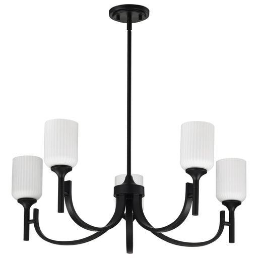 Chandelier Nuvo 60-8650 Solara - 5 Light Chandelier - Matte Black Finish - Frosted Ribbed Glass Nuvo