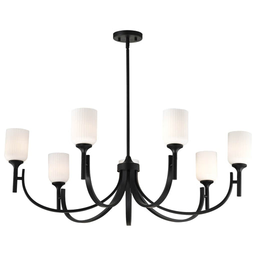 Chandelier Nuvo 60-8651 Solara - 7 Light Chandelier - Matte Black Finish - Frosted Ribbed Glass Nuvo