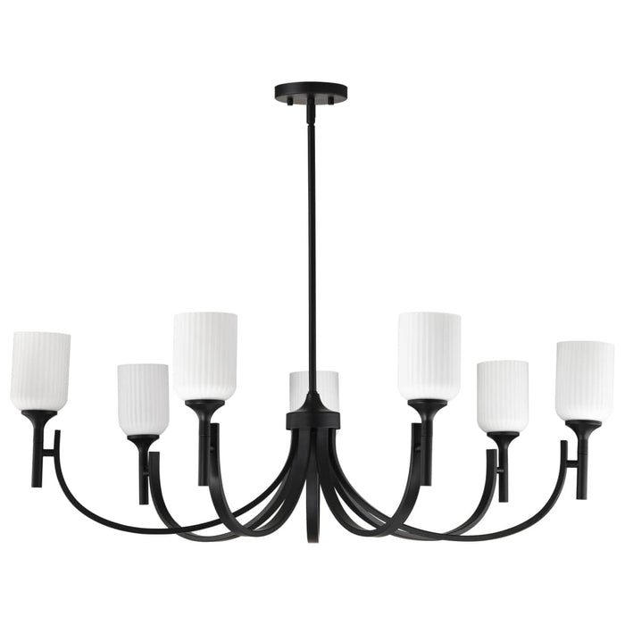 Chandelier Nuvo 60-8651 Solara - 7 Light Chandelier - Matte Black Finish - Frosted Ribbed Glass Nuvo