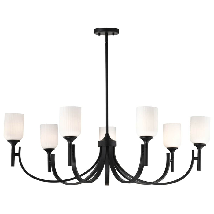 Chandelier Nuvo 60-8651 Solara - 7 Light Chandelier - Matte Black Finish - Frosted Ribbed Glass Nuvo