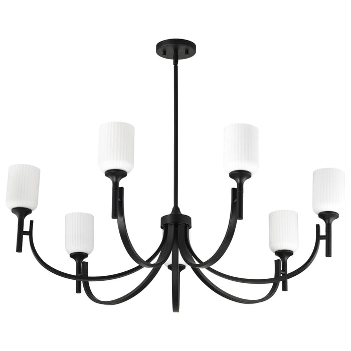 Chandelier Nuvo 60-8651 Solara - 7 Light Chandelier - Matte Black Finish - Frosted Ribbed Glass Nuvo