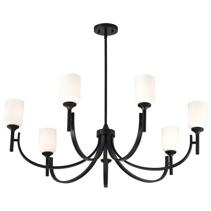 Chandelier Nuvo 60-8651 Solara - 7 Light Chandelier - Matte Black Finish - Frosted Ribbed Glass Nuvo