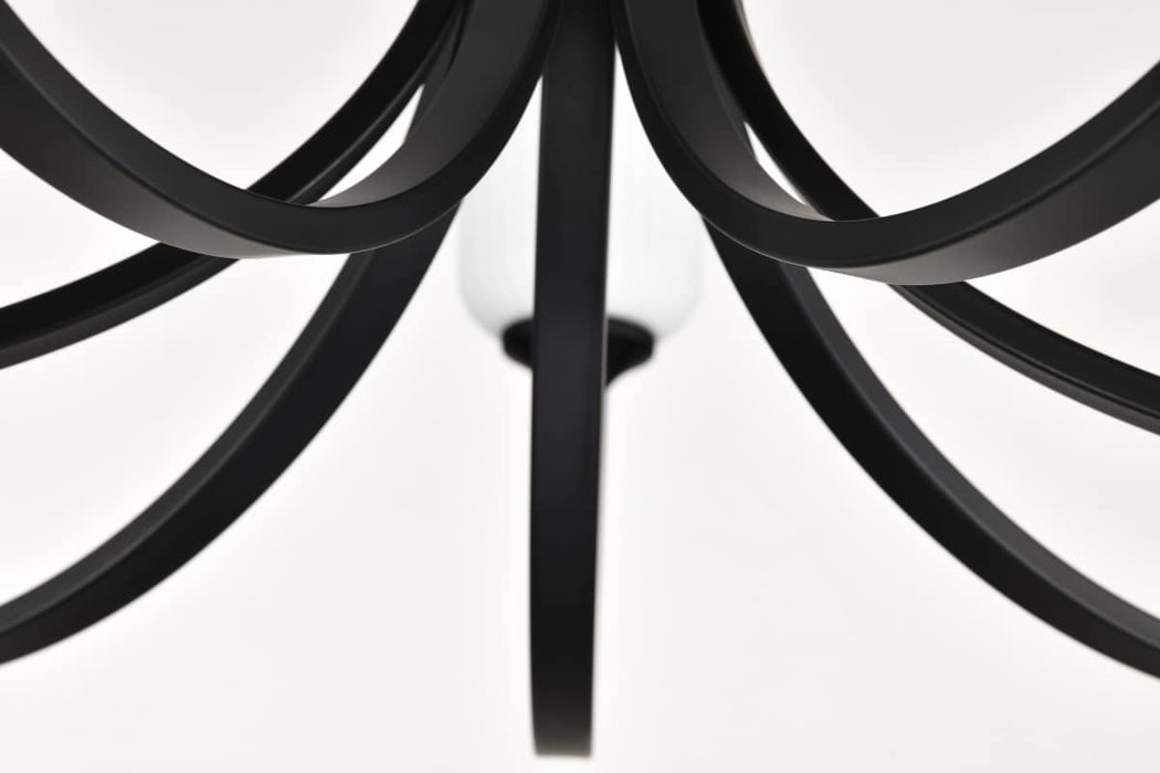 Chandelier Nuvo 60-8651 Solara - 7 Light Chandelier - Matte Black Finish - Frosted Ribbed Glass Nuvo