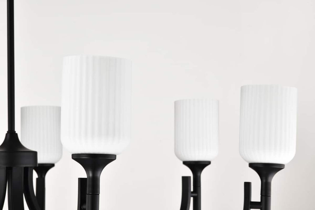 Chandelier Nuvo 60-8651 Solara - 7 Light Chandelier - Matte Black Finish - Frosted Ribbed Glass Nuvo